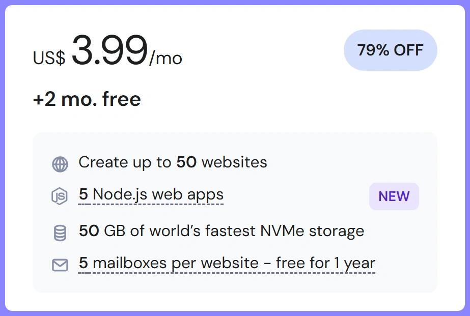 Hostinger 共享主机 最高可享受 79% 优惠